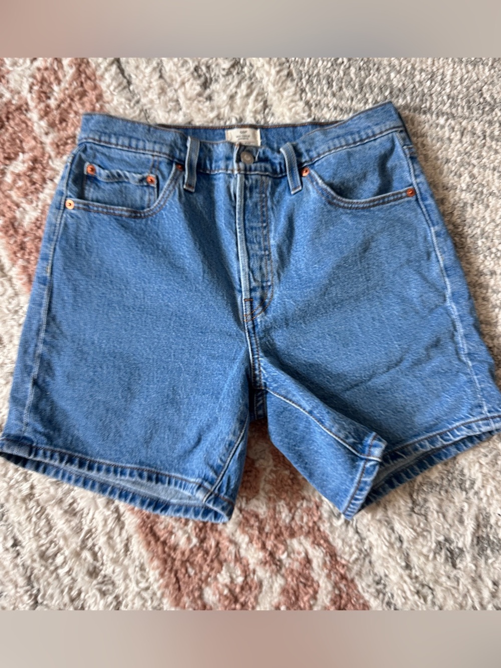 Levi's 5️⃣0️⃣1️⃣ Mid Thigh Modest Denim Shorts Medium Blue Hidden Button Fly 501